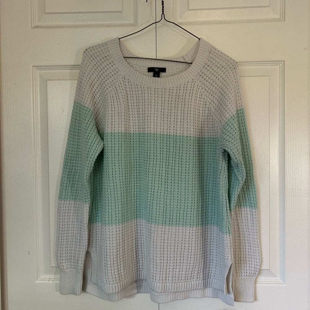 GAP - Women's Mint and White Knitted Sweater